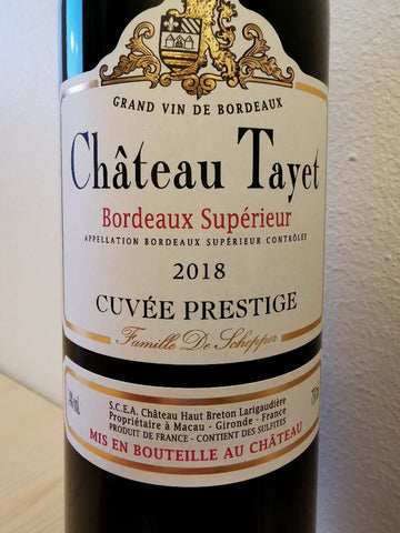 Cht Tayet Bordeaux Superieur, Cuvee Prestige 2018 - Bundle of 6 Bottles